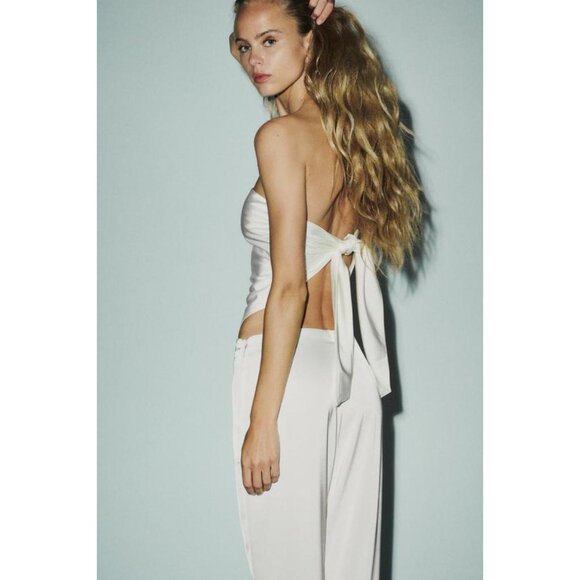 ZARA SATIN EFFECT HANKY TOP - Picture 5 of 9